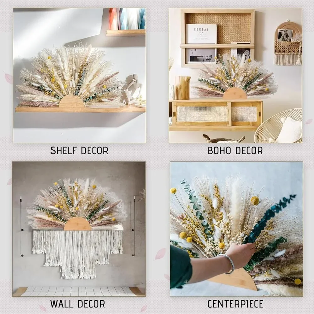 Natural Pampas Grass & Preserved Flowers Decor Wreath & Home Decoration Pieces
